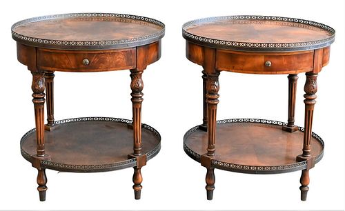 PAIR OF LOUIS XVI STYLE END TABLES,