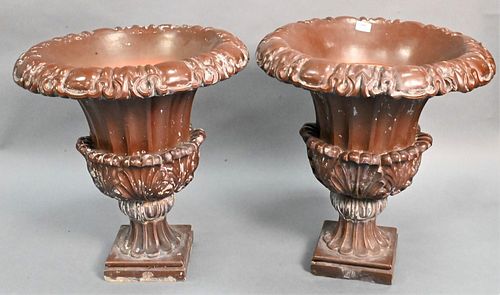 PAIR OF STONEWARE URNS HAVING 376c30