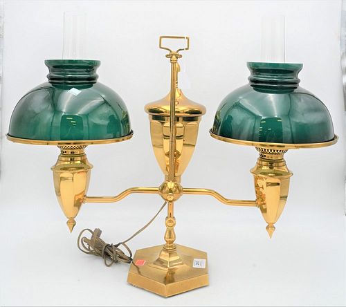 BRASS DOUBLE STUDENT LAMP, HAVING