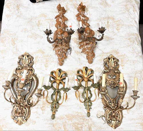 THREE PAIRS OF SCONCES, TO INCLUDE