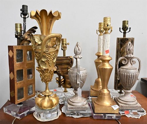 NINE PIECE GROUP OF TABLE LAMPS,