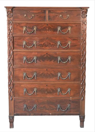 TWO OVER SIX DRAWER MAHOGANY TALL