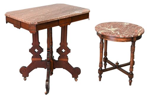 TWO TABLES, HAVING BROWN MARBLE