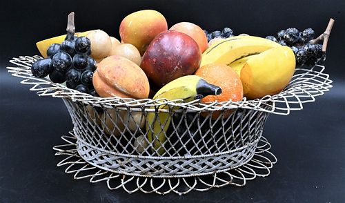 LARGE GROUP OF ALABASTER AND STONE FRUIT,