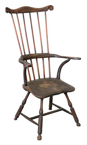 FAN BACK WINDSOR ARMCHAIR, ON TURNED