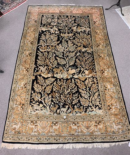 SILK ORIENTAL THROW RUG DEPICTING 376caf