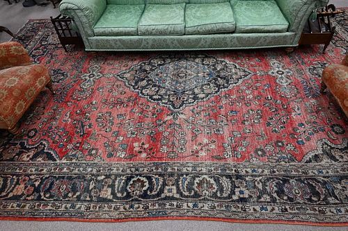 ORIENTAL CARPET, WORN, 10' 7" X