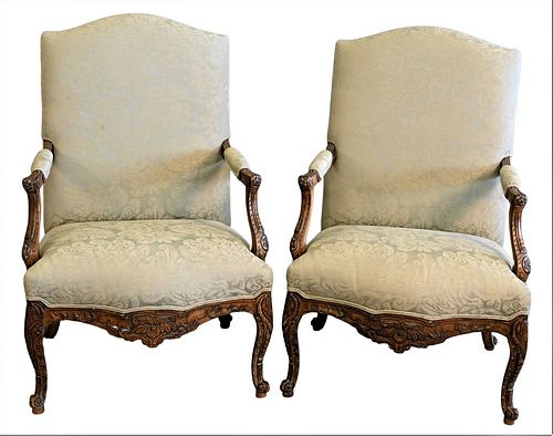 PAIR OF LOUIS XV STYLE UPHOLSTERED