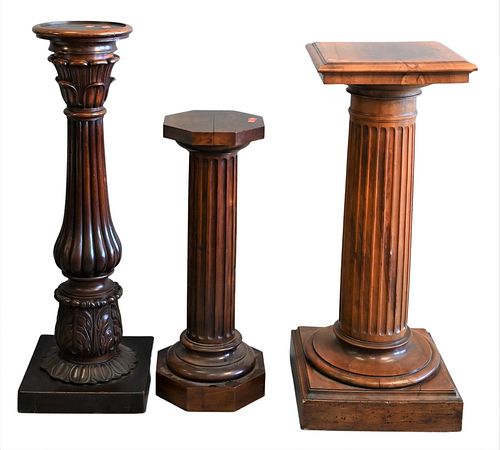 THREE WOODEN PEDESTALS EACH HAVING 376ccd