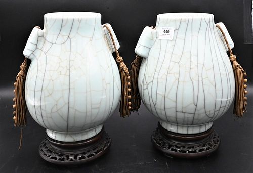 PAIR OF CHINESE CELADON CRACKLE 376d14