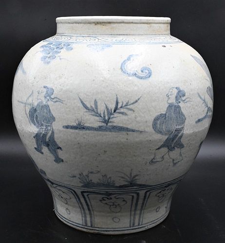 LARGE CHINESE OR KOREAN BLUE AND 376d12