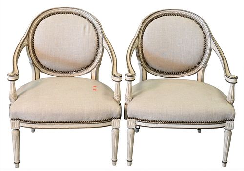 PAIR OF LOUIS XVI STYLE ARM CHAIRS  376d41