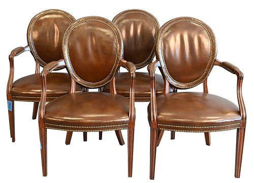 SET OF FOUR LEATHER UPHOLSTERED 376d39