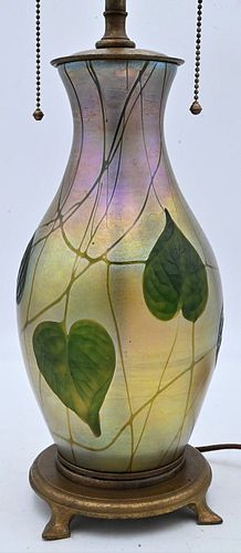 TIFFANY STUDIOS BRONZE AND ART GLASS