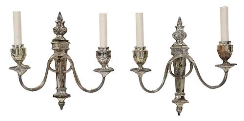 PAIR OF ENGLISH SILVER PLATE SCONCES20th