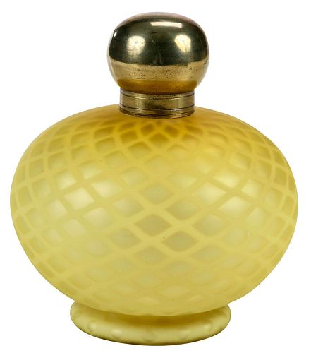 YELLOW PEARL SATIN GLASS COLOGNE/PERFUMEearly