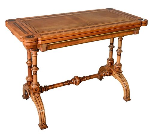 VICTORIAN INLAID GAMES TABLE, HAVING