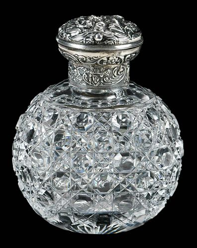 VICTORIAN CUT GLASS AND SILVER PERFUME