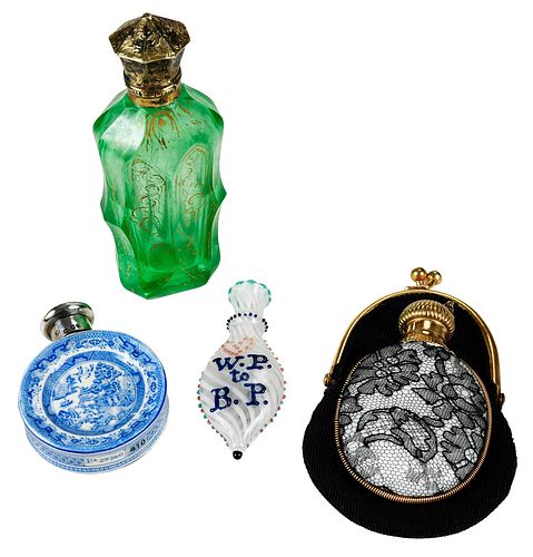 FOUR MINI PERFUME BOTTLES19th and 20th