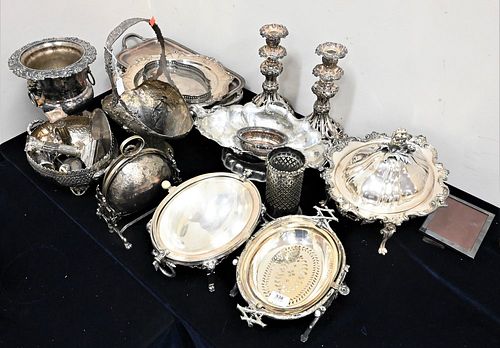 LARGE LOT OF SILVER PLATE, ONE