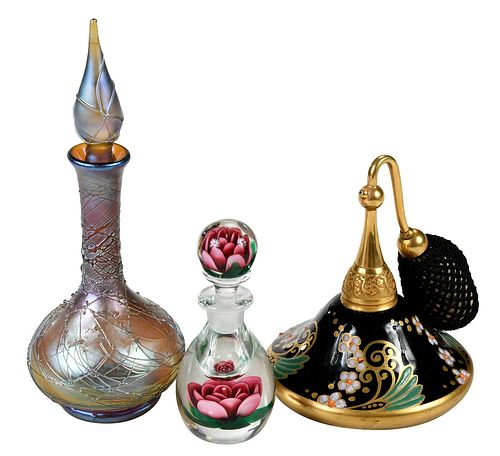 TWO AMERICAN GLASS PERFUME BOTTLES AND