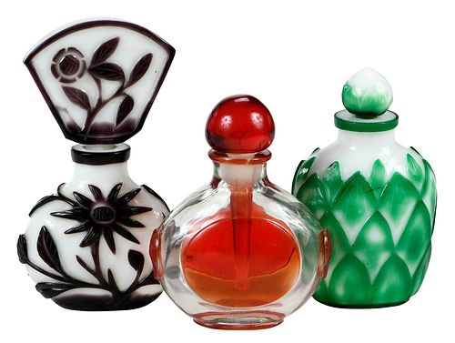 THREE CHINESE PEKING GLASS PERFUME