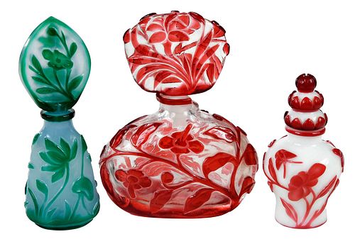 THREE CHINESE PEKING GLASS PERFUME