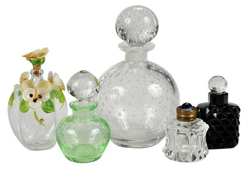 FIVE MINI CUT GLASS PERFUMES19th 20th 376e58