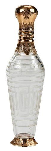 DUTCH GLASS AND 14KT. GOLD PERFUME