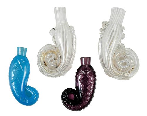 FOUR SCROLLED BLOWN GLASS PERFUME