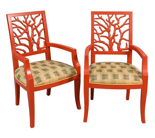 PAIR OF CORAL SHAPED ARMCHAIRS  376e82