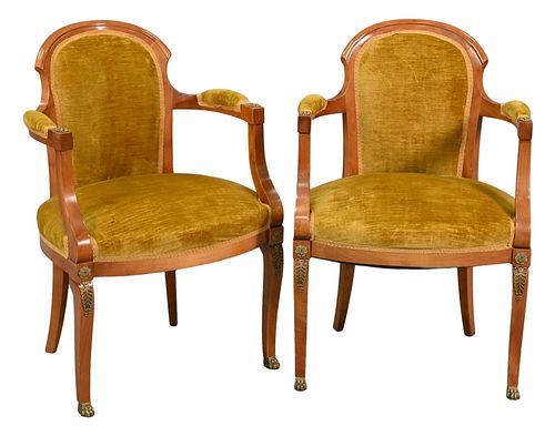 PAIR OF FRENCH EMPIRE STYLE ARMCHAIRS,