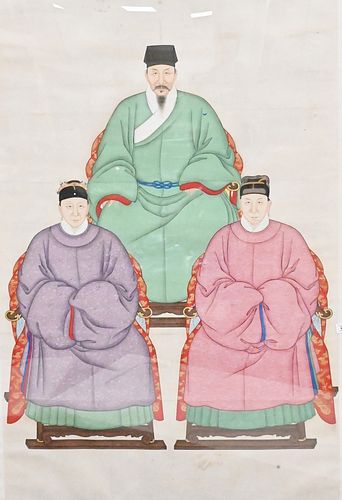 CHINESE TRIPLE ANCESTRAL PORTRAIT  376ee8