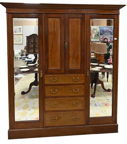 EDWARDIAN MAHOGANY ARMOIRE HAVING 376f00