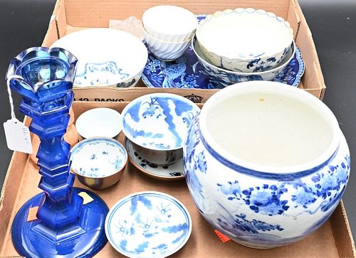 TWO TRAY LOTS OF PORCELAIN AND