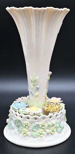 BELLEEK CENTER VASE HAVING PAINTED 376f14