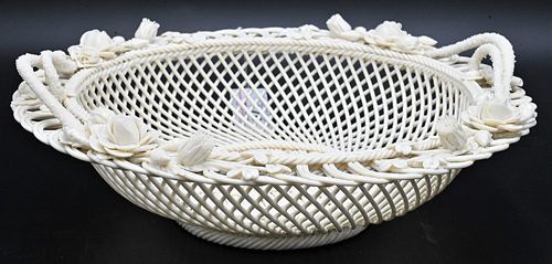 BELLEEK PORCELAIN HANDLED BASKET  376f0e