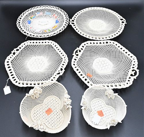 SIX PIECE BELLEEK GROUP, TO INCLUDE