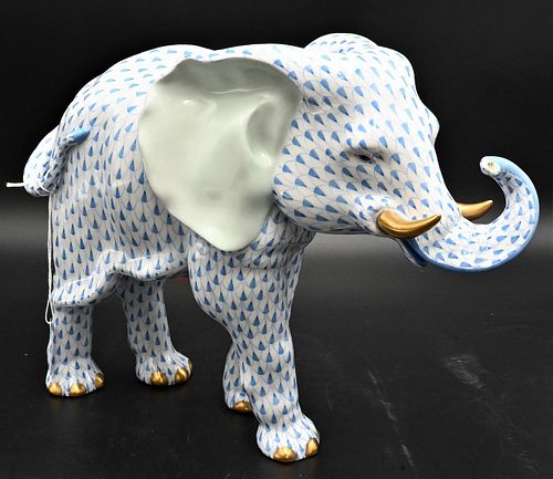 LARGE HEREND PORCELAIN ELEPHANT,