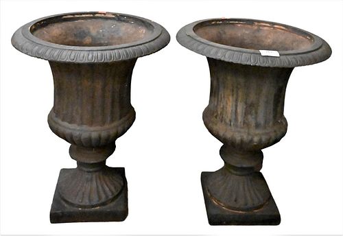 PAIR OF VICTORIAN IRON URNS HEIGHT 376f63