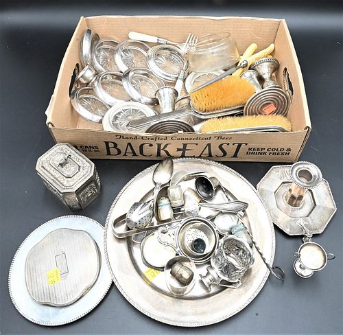 SILVER LOT, TO INCLUDE PLATE, CANDLESTICKS,