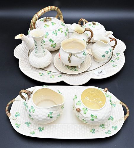 BELLEEK SHAMROCK TEA SET, TO INCLUDE