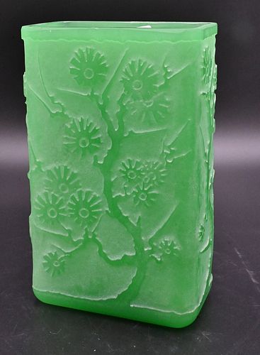 STEUBEN ACID ETCHED GREEN JADE