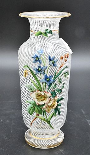 ART GLASS VASE, HAVING ENAMELED