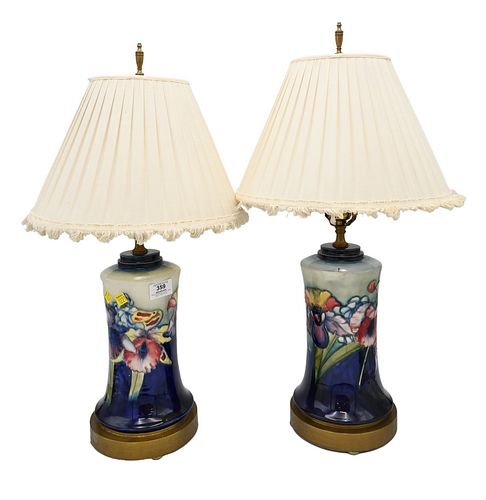 PAIR OF MOORCROFT POTTERY LAMPS,