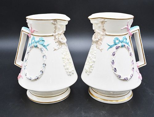 PAIR OF BELLEEK PAINTED FLORENCE 376fd1