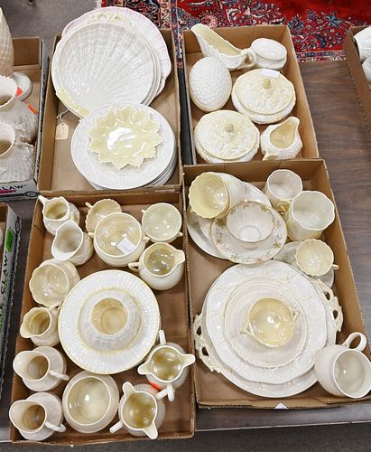 FOUR TRAY LOTS OF BELLEEK, TO INCLUDE