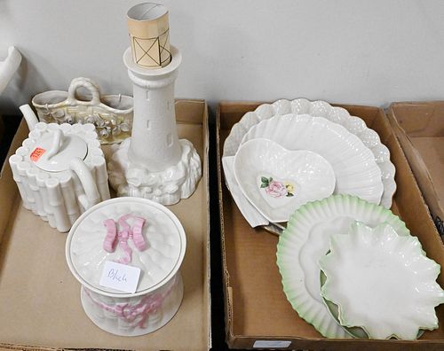 TWO TRAY LOTS OF BELLEEK, TO INCLUDE