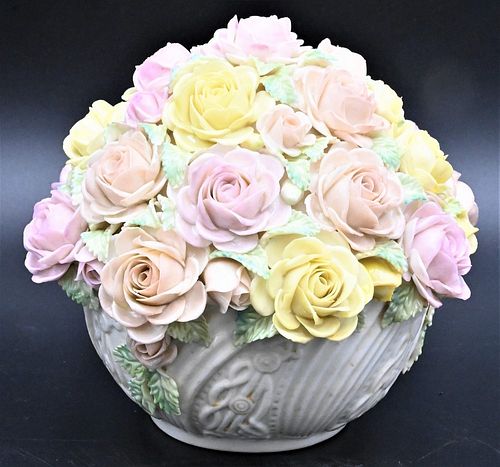 BELLEEK ROSE BOWL HAVING ENCRUSTED 37702f