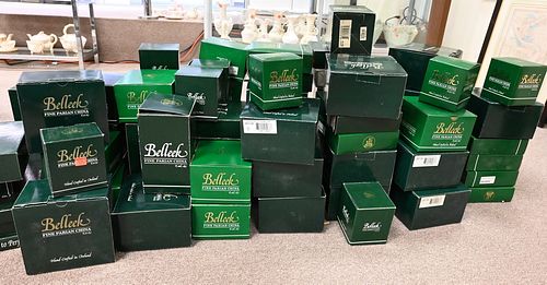 LARGE GROUP OF BELLEEK, IN BOXES,